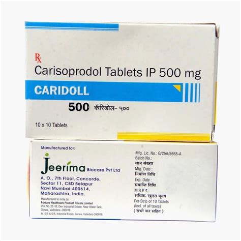 Caridoll 500mg Tablets At 450 Stripe Carisoprodol Tablets In Nagpur