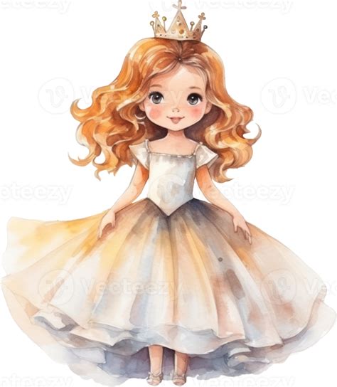 Cute Princess Girl Watercolor Illustration Ai Generated 26976383 Png