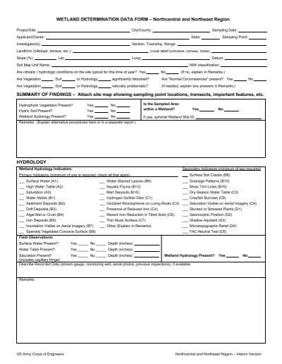 Fillable Wetland Determination Data Form Printable Forms Free Online