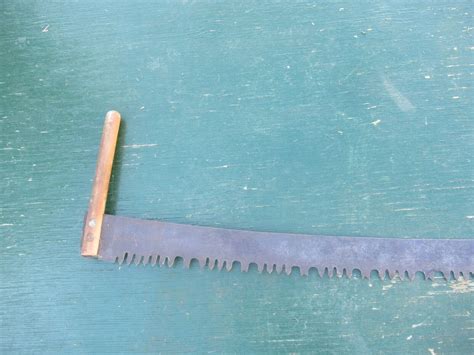 Old Vintage Crosscut Saw Tool Long Blade With Wooden Handles