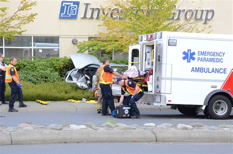 Driver Taken Away In Ambulance Following Courtenay Crash Comox Valley