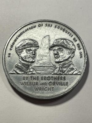 Vintage Wright Brothers Commemorative Aviation Medal Mm Pewter Wilbur