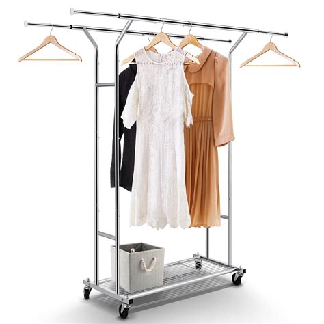 Buy Simple Trending Double Rail Clothing Garment Rack Heavy Duty