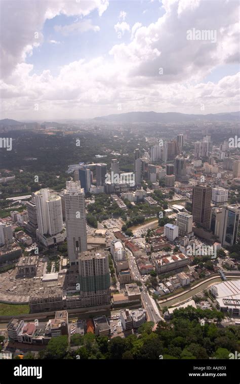 Kuala Lumpur aerial view from Menara Tower with Klang river Stock Photo ...