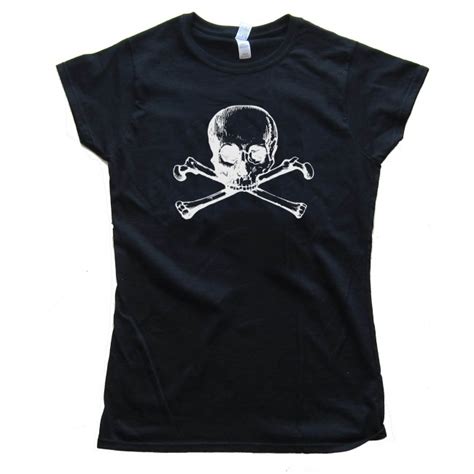 Womens Vintage Skull And Crossbones Tee Shirt