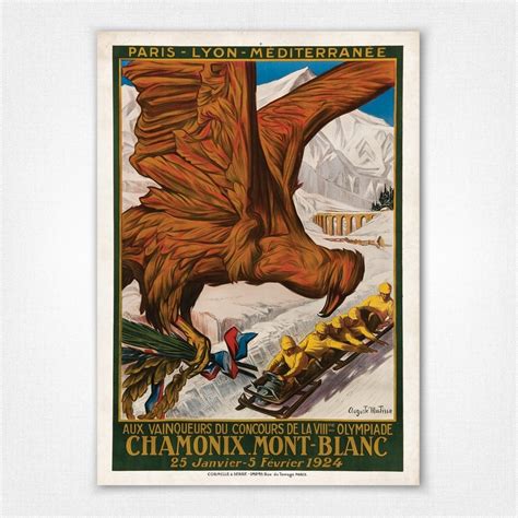 Chamonix Mont Blanc Winter Olympics 1924 Poster Auguste Matisse