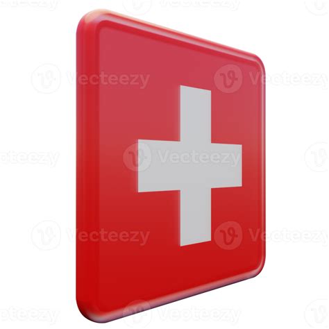 Switzerland Left View 3d Textured Glossy Square Flag 10867954 PNG