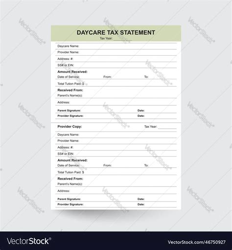 Daycare Tax Form Royalty Free Vector Image Vectorstock