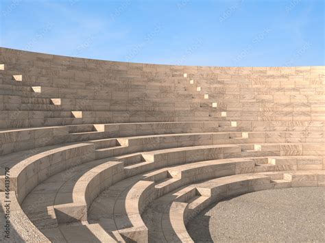 3d Rendering Of A Classic Amphitheatre With Stone Steps Stock