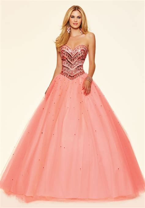 Coral Sweetheart Tulle Ball Gown Prom Dress Cpa0147 Prom Dresses Ball