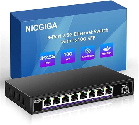 8 Port 2 5g Ethernet Switch With 10g Sfp Uplink Nicgiga Unmanaged 2 5gb Network Switch Plug