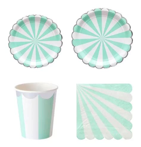 Desechables Cartón Platos Vasos Colores Pastel 16 Sets Envío gratis