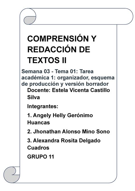 Semana Organizador Esquema De Producci N Y Versi N Borrador