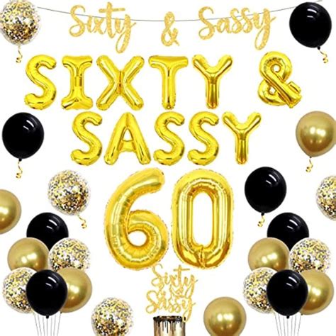 Cheereveal Black Gold Happy 60th Birthday Decoration Women Sixty And