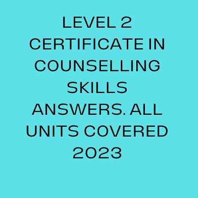 Level Certificate In Counselling Skills Answers Ebay