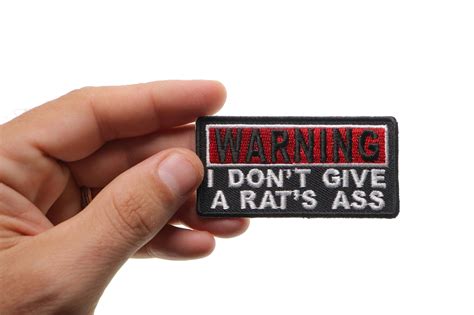 Warning I Don T Give A Rats Ass Funny Iron On Patch Iron On Funny