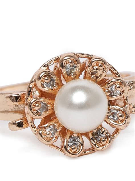 Buy Zaveri Pearls Combo Of Rose Gold Cubic Zirconia Pearl Brass