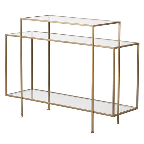 Glass Tiered Geometric Console Table Mediacityfurniturehire