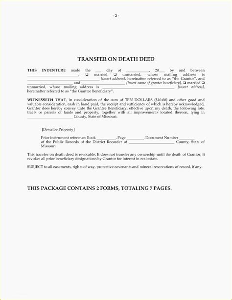 Free Printable Beneficiary Deed Missouri