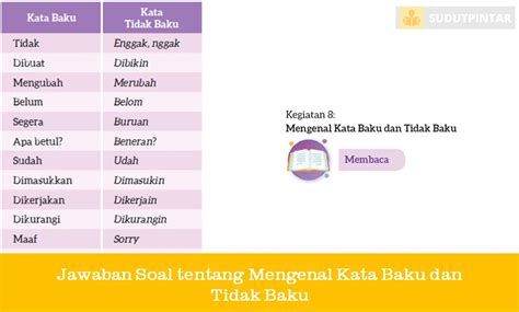 Jawaban Soal Tentang Mengenal Kata Baku Dan Tidak Baku