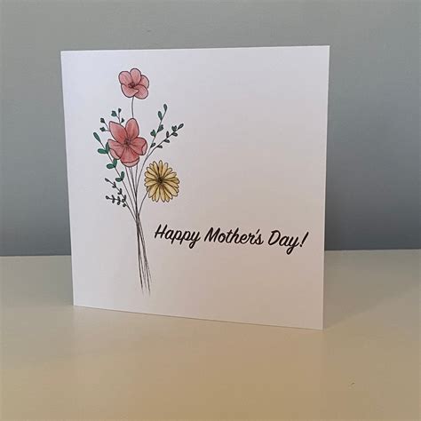 Floral Mother S Day Card Minimal Design Etsy