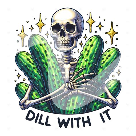 Dill With It Png Sublimation Skeleton Pickle Png Design Dill Pickle