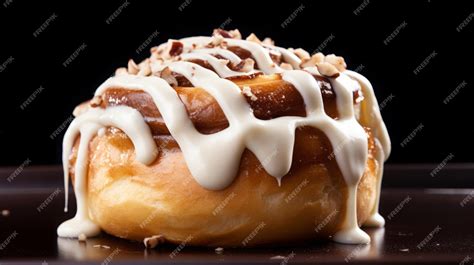 Premium Ai Image Cinnabon Bun On Black Background