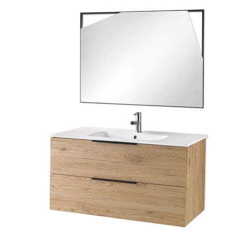 Mobile Sospeso Da Bagno Bali Cm Quercia Naturale Con Specchio A Led