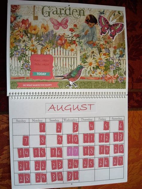 Secret Garden Wall Calendar August Project Idea Scrapbook