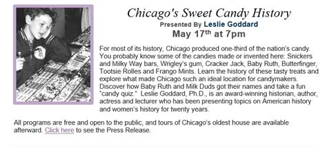 Chicagos Sweet Candy History Presented By Leslie Goddard May 15th At 7pm