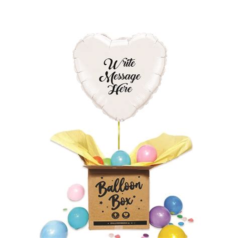 Heart Shaped Personalised Balloon White Balloon In A Box