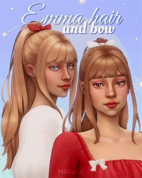 Emma Hair And Bow Miiko Sims Hair Sims 4 Characters Sims 4 Teen