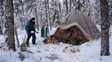 Extreme 42° Solo Camping 4 Days Snowstorm And Hot Tent Solo Winter