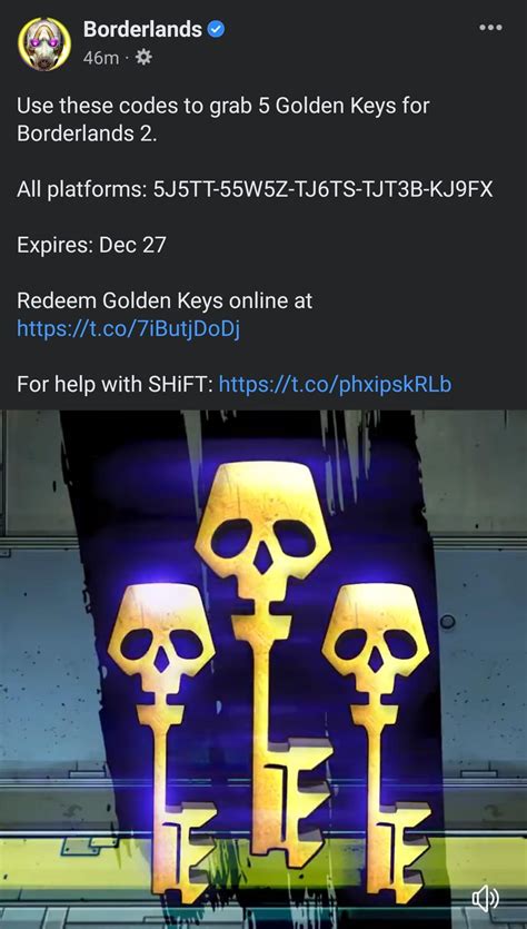 Ten Golden Keys For Bl2 Expires 27th December All Platforms Codes In