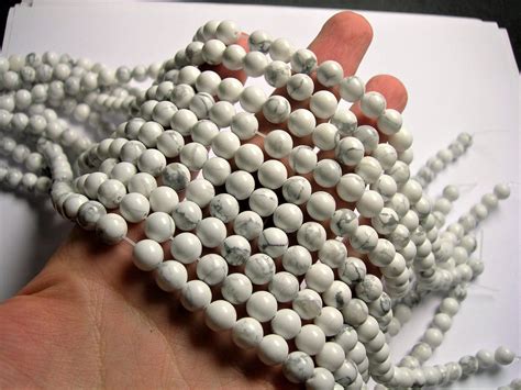 White Howlite Mm Round Beads Full Inch Strand Beads Rfg