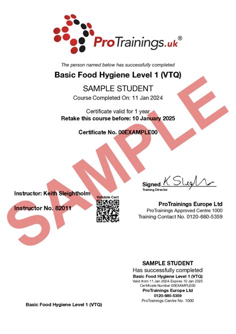 Basic Food Hygiene Level 1 Vtq Course Classroom Training