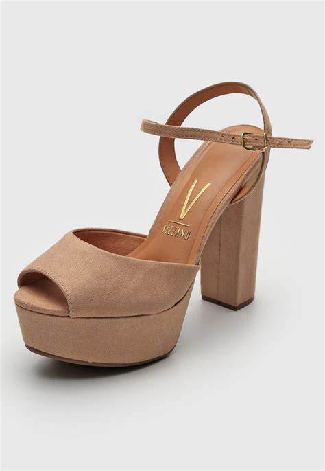 Sandália Vizzano Salto Grosso Nude Compre Agora Dafiti Brasil