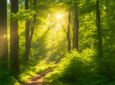 Serenity Of A Lush Forest With A Telephoto Lens Conveying The Beauty