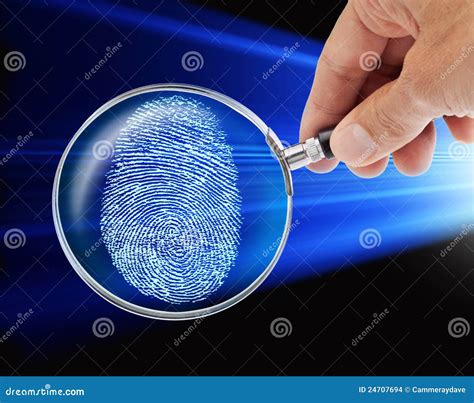 Fingerprint Hand Magnifying Glass Security Stock Images Image