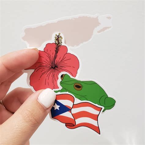 Paper Party Supplies Hibiscus Flower Puerto Rico Flag Sticker Decal