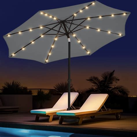 Snapklik Wikiwiki Ft Solar Led Patio Table Umbrella Sturdy