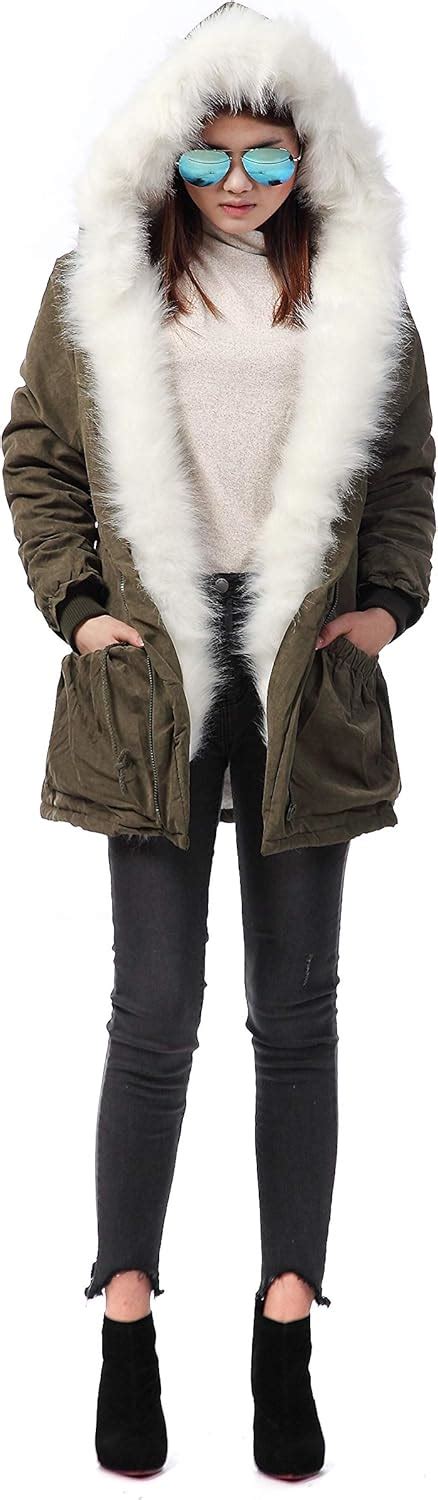 Roiii Womens Denim Winter Thicken Faux Fur Hooded Plus Size Parka Jacket Coat Size S 3xl At