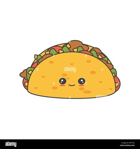 cute cartoon vector tacos isolated on white background Stock Vector ...