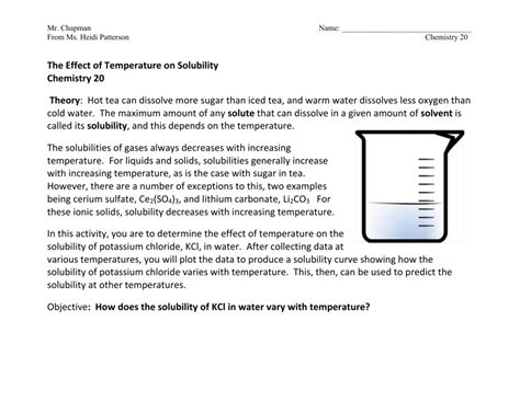 The Effect of Temperature on Solubility