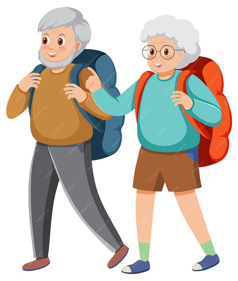 Premium Vector Senior Couple With Backpacks