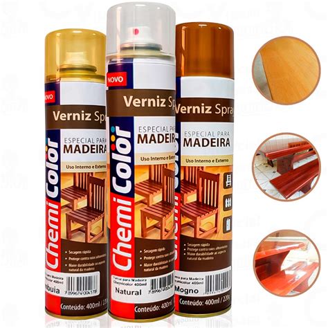 Verniz Spray Para Madeira Natural Imbuia Ou Mogno 400ml 220g