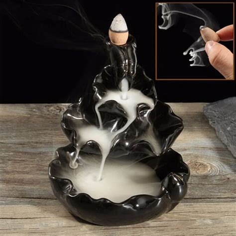 Handmade Porcelain Ceramic Incense Burner Holder With 10 Backflow Incense Burner Buddhist