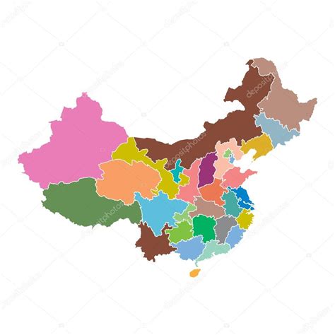 Mapa da China com a região da província. Ilustração vetorial plana sobre fundo branco imagem ...