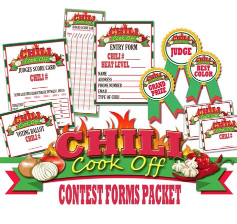 Chili Cook Off Contest Forms Packet Chili Cook Off Judges