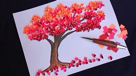 Diy 3d Paper Tree How To Make Paper Tree With Origami Paper Membuat Kolase Pohon Dari